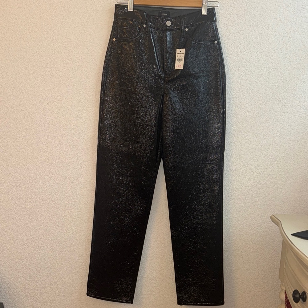 Express Shiny Black Women's Skinny Jeans